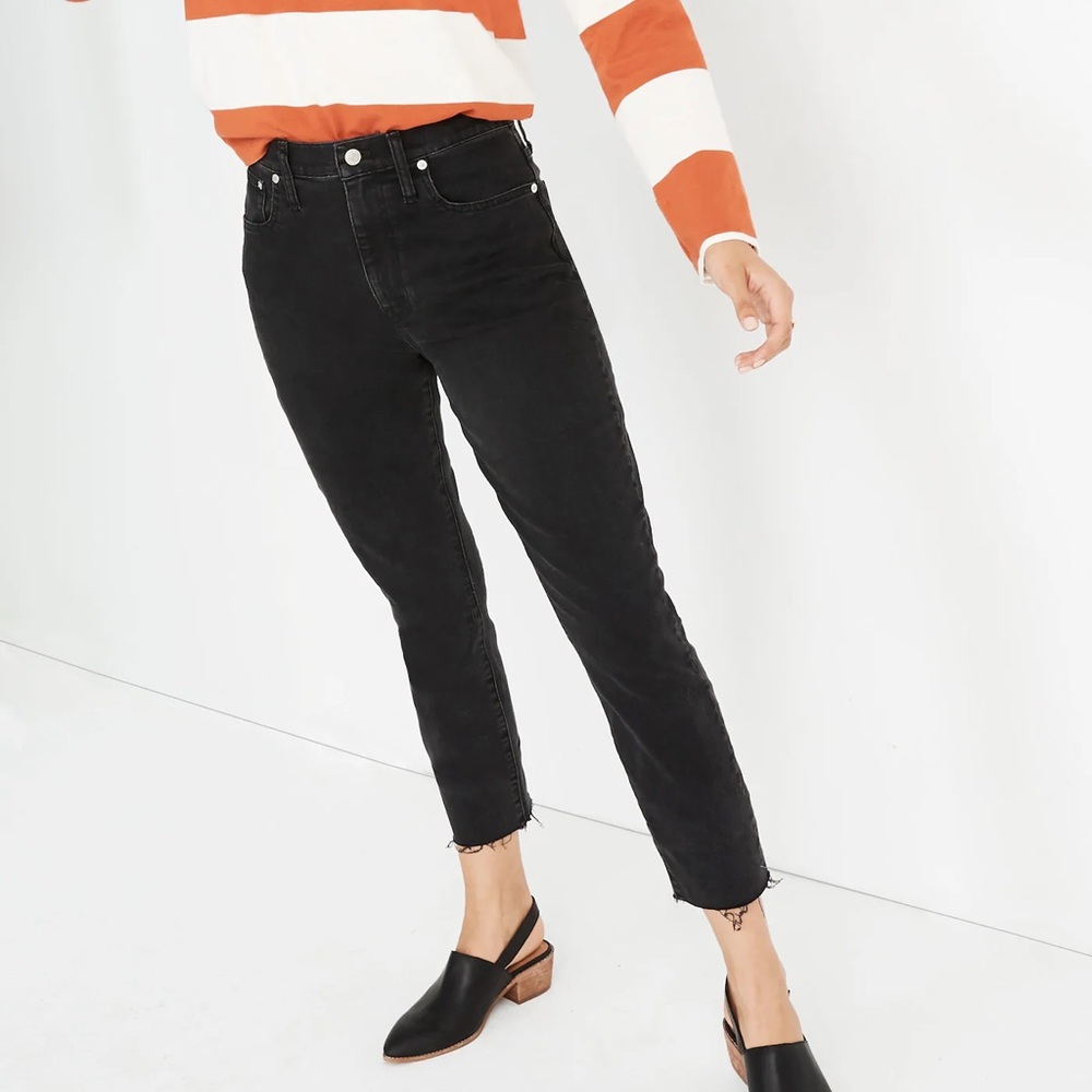 Madewell Lunar wash the tall high rise slim boyjean skinny jean raw hem 29T
